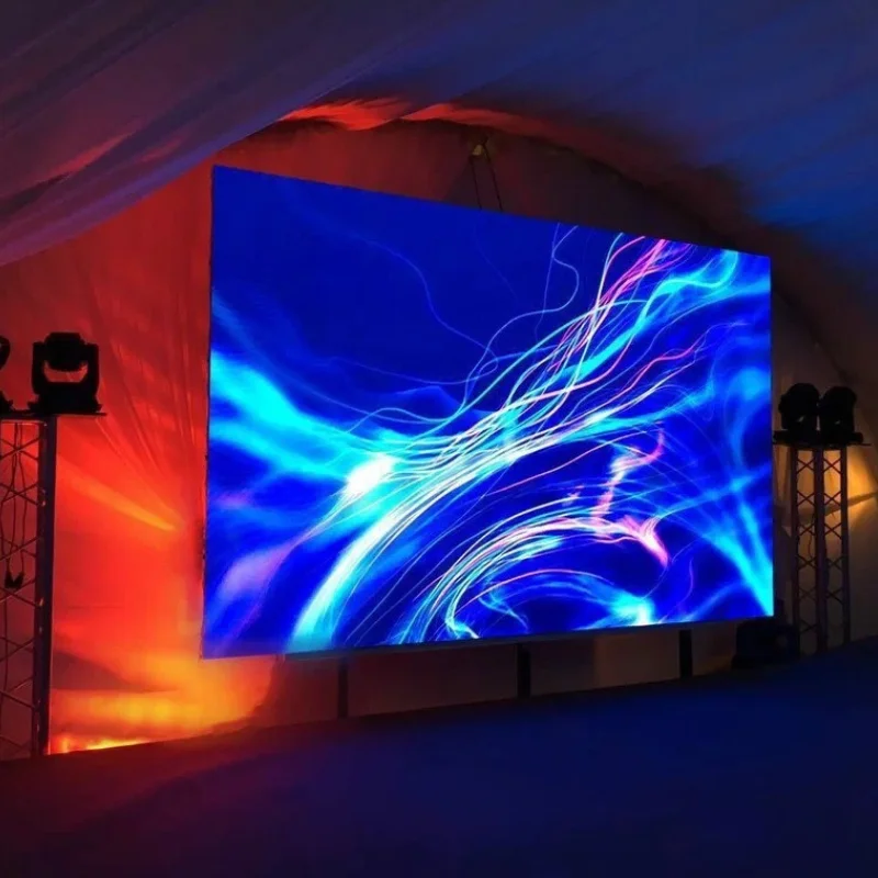 Close-up of high-resolution LED tiles used in Space Coast LED video wall rentals by AVR Expos for trade shows and events.